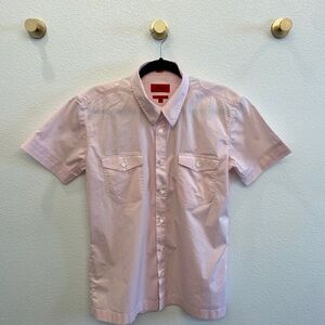 Hugo Boss Men's Pink Short Sleeve Shirt Slim Fit XL Preppy Classic